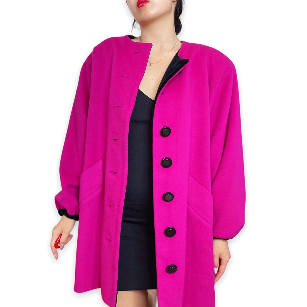 Vintage Saint Laurent Paris Pink 100% Wool Coat Size 36